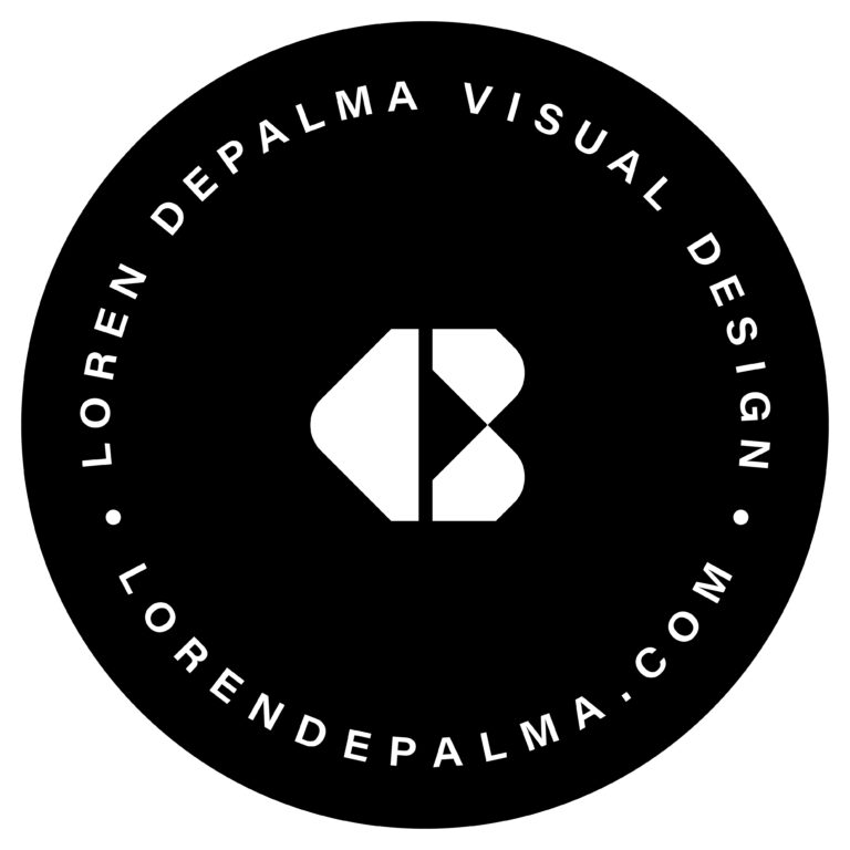 Loren DePalma Visual Design Round Logo Wh 768x768